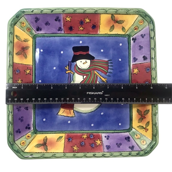 SANGO Sweet Shoppe Christmas Snowman by Sue Zipkin Square Candy Dish #0996-97 - Picture 7 of 7